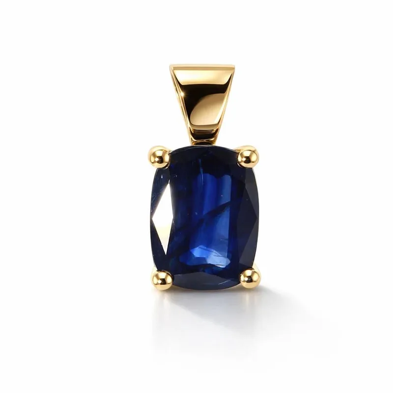 Pendentif Saphir Bleu Coussin 8x6mm en Or Jaune 750 pour femme - Bijoux Trabbia Vuillermoz